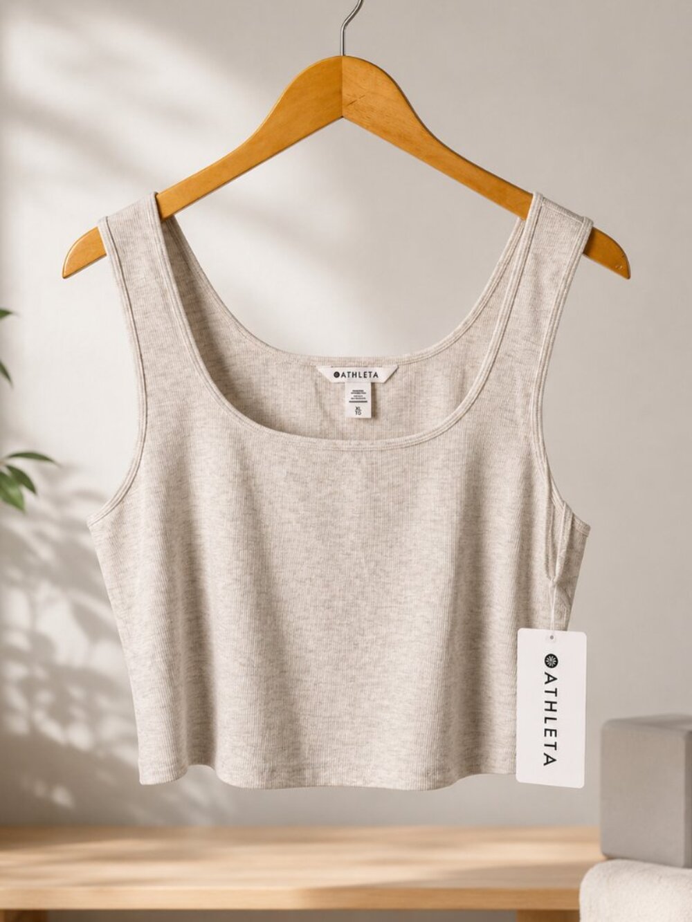 Athleta Signature Rib Square Neck Crop Tank Top XL NWT
